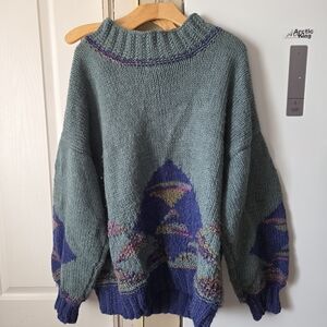 Cozy Green and Blue Knit Sweater